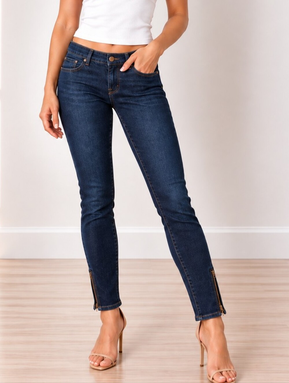 J Brand The Deal Low Rise Skinny Ankle Zip Denim Jeans (Size: 27)